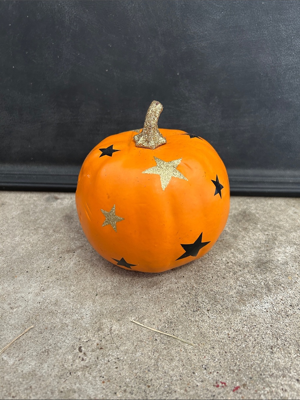 Decorative Orange Pumpkin with Gold Glitter Stars